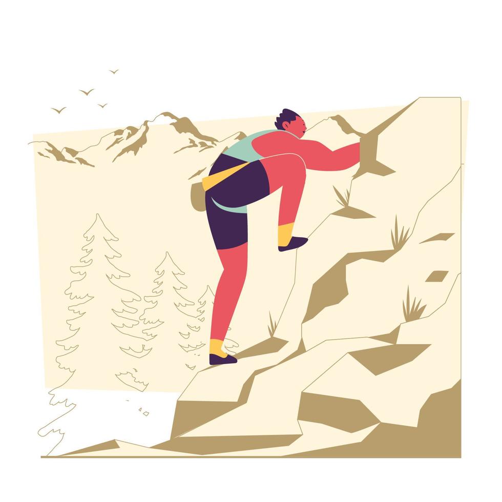 Man Climb a Mountain Concept vector