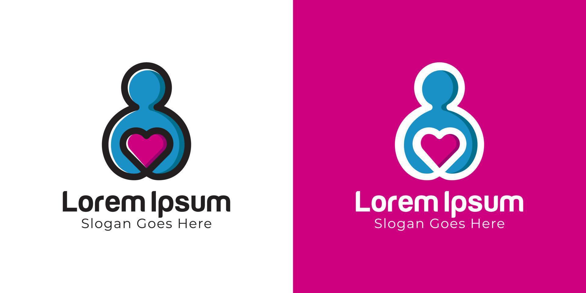 logotipos modernos de personas que cuidan o dan amor a la plantilla de diseño de iconos de pareja vector