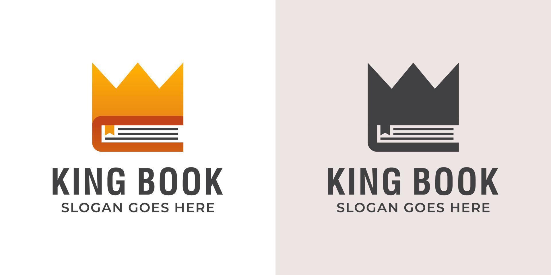 biblioteca de libros de reyes, educación, diseño de logotipo de librería vector