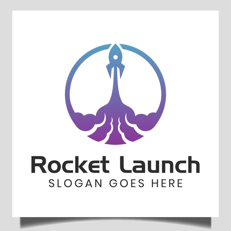 logotipo de lanzamiento de cohete rápido, icono de nave espacial. símbolo de la nave espacial. plantilla de logotipo de signo de idea de marketing de puesta en marcha de tecnología de Internet vector