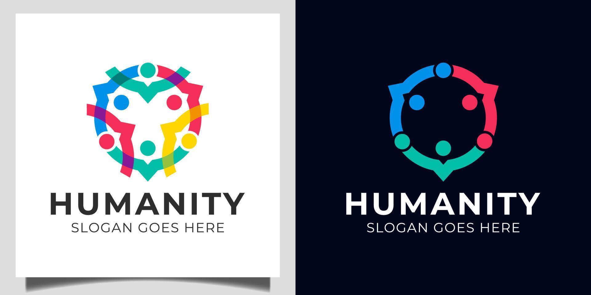 people family social group human community, people group teamwork, care together logo design vector