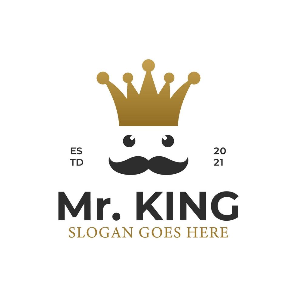 golden simple Greek old man bearded king with luxury crown logo vector