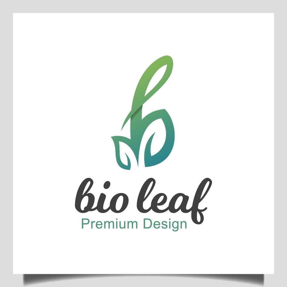 green initial letter B with bio leaf icon vector. beauty nature logo. business natural word mark logotype design vector