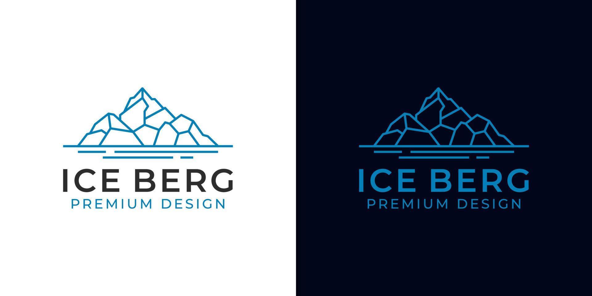 linear mountain iceberg logo. geometric ice peak Floating ice mountain with simple line art style vector