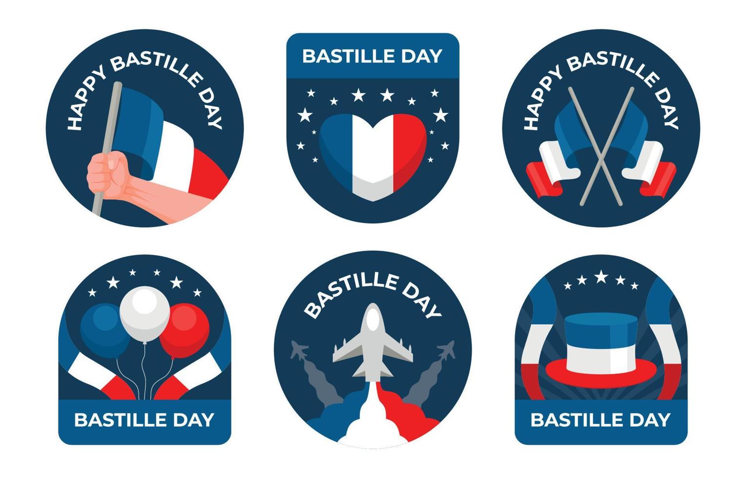 Bastille Day Sticker and Label Collection vector