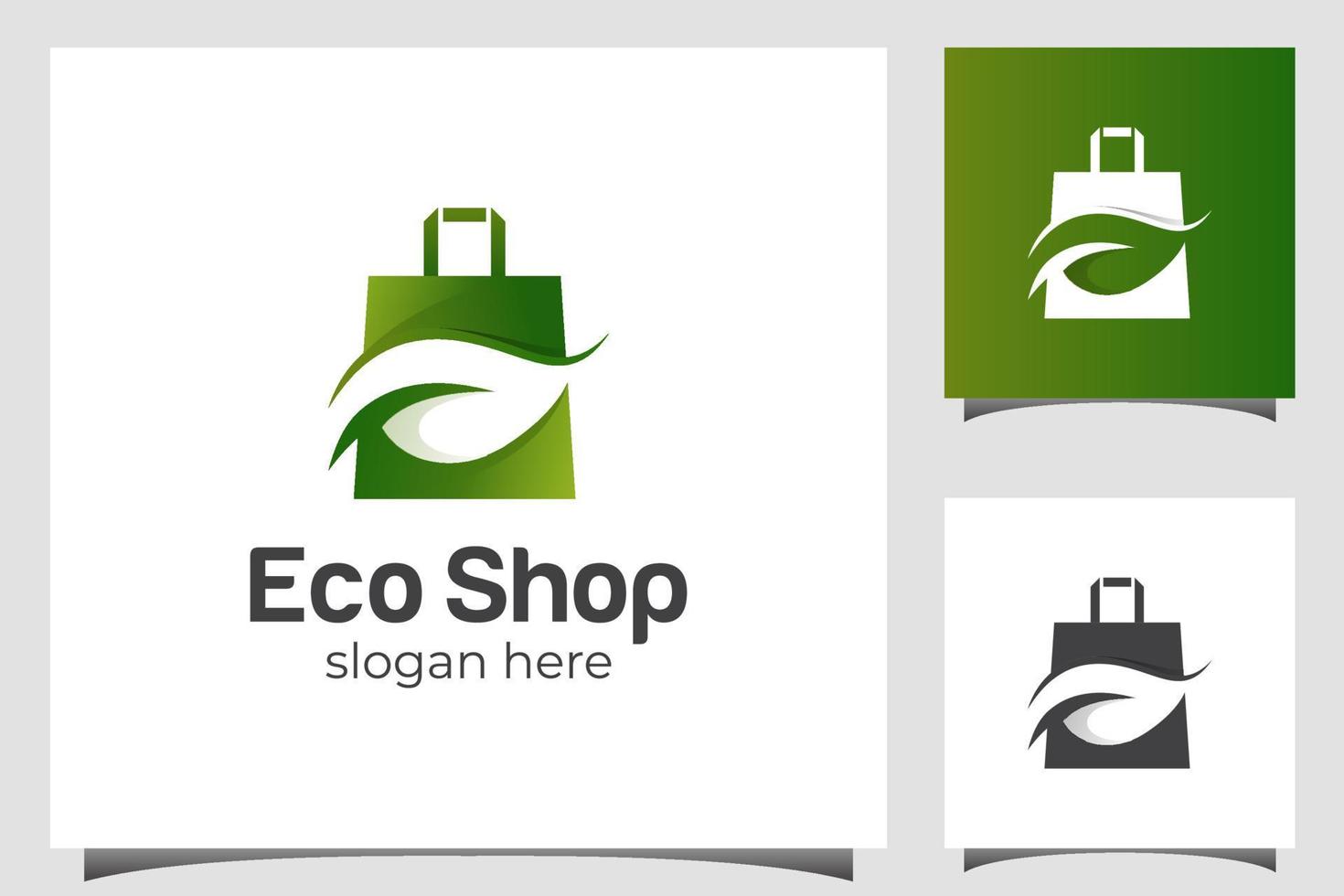 icono de bolsa de tienda ecológica degradada o diseño de logotipo de tienda natural vector