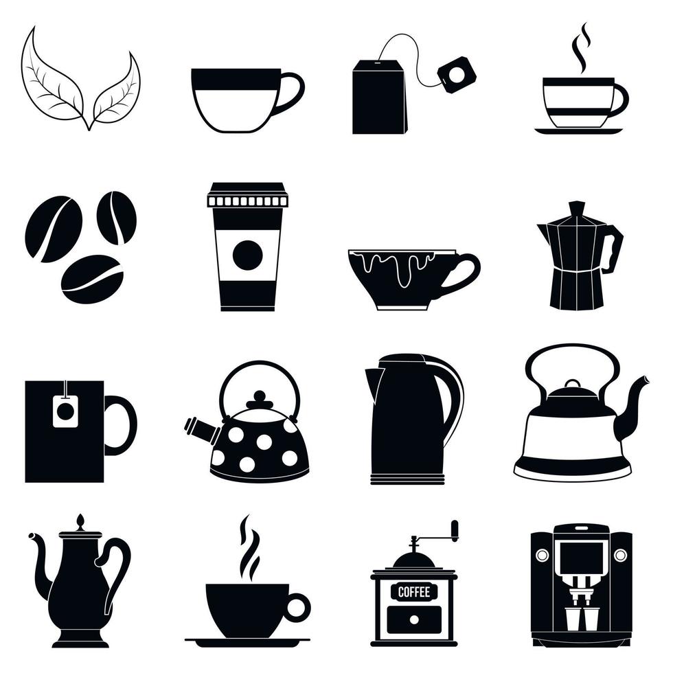 conjunto de iconos de té y café vector