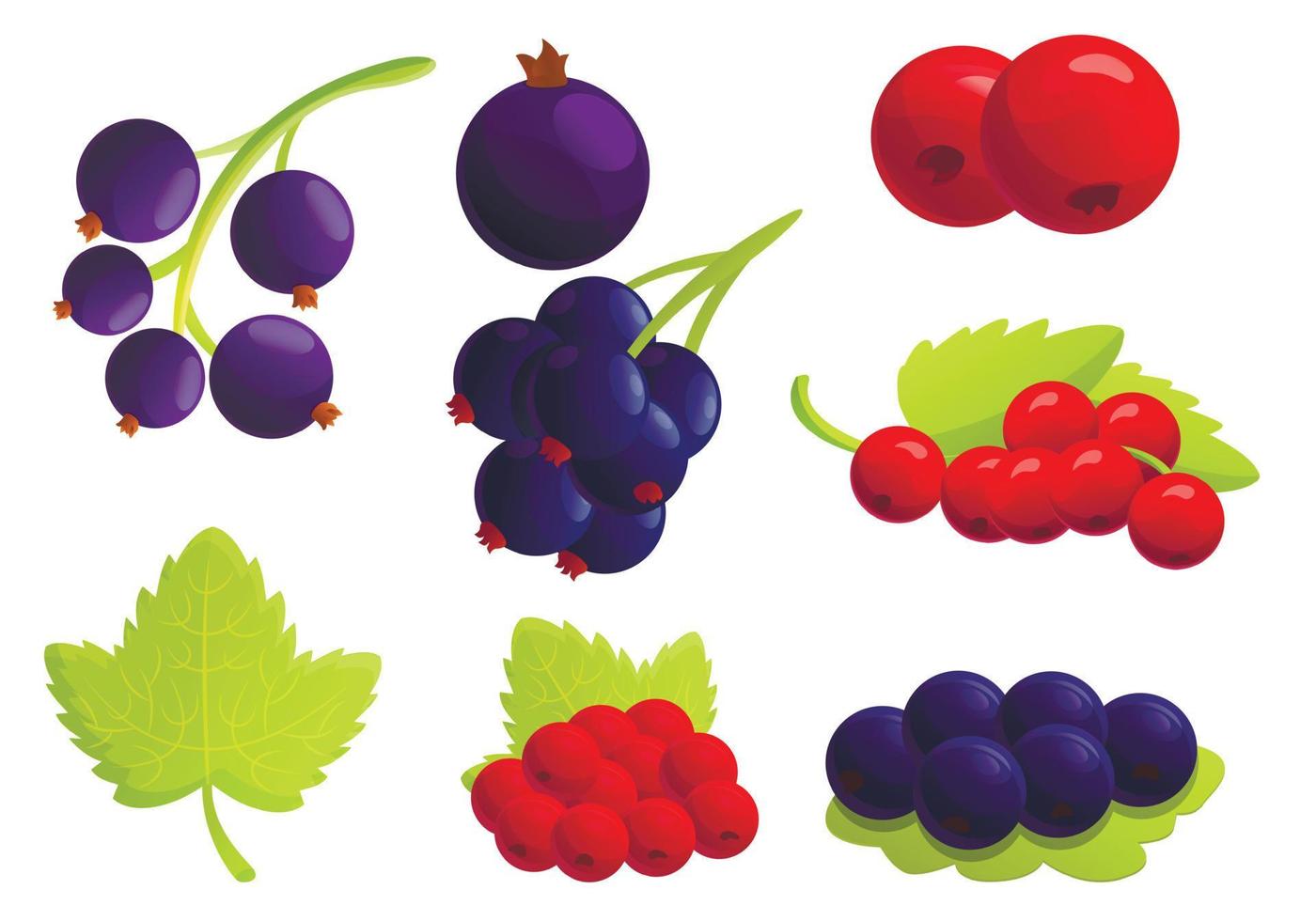 Currant berry icons set, cartoon style vector