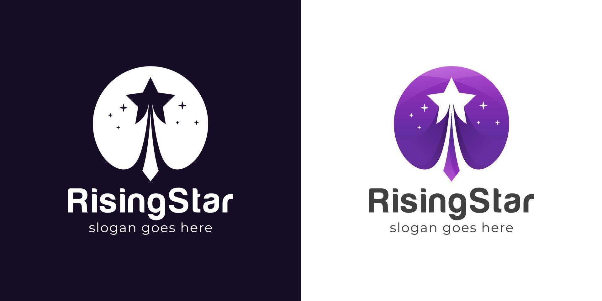 modern simple logo of rocket star or swoosh  rising star, reaching dream logo vector template