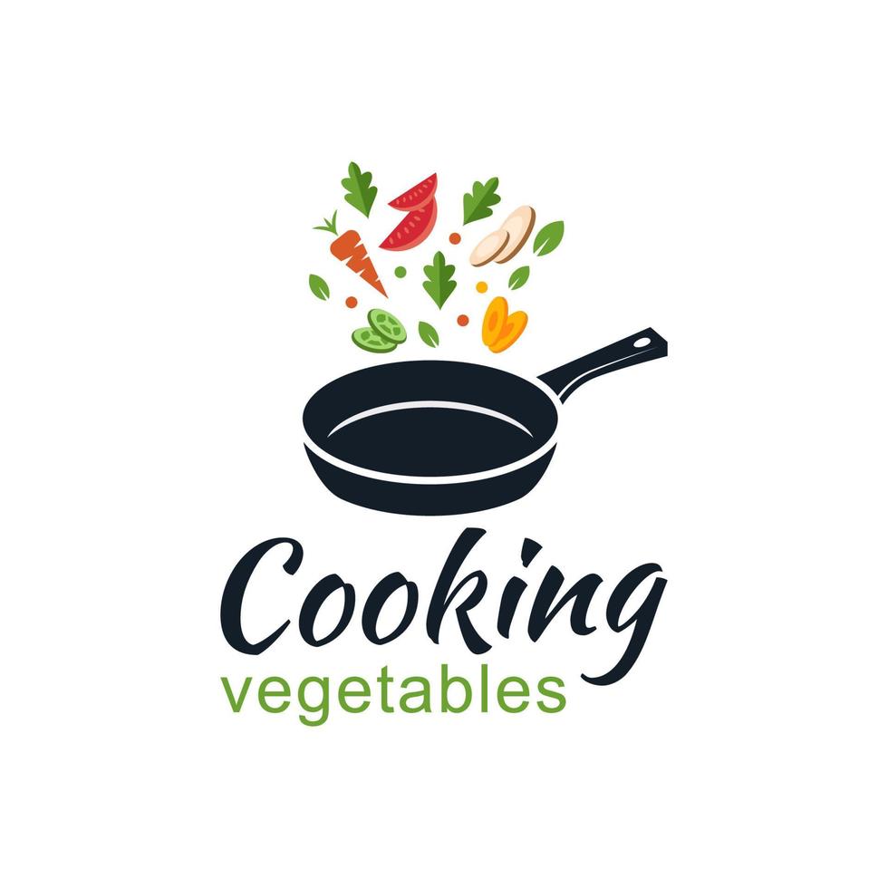 cocinar verduras diseño plano logotipo de comida saludable vector