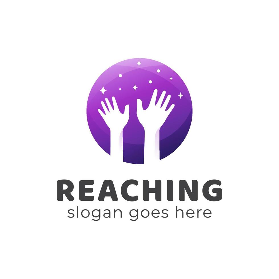 reaching dream or success gradient logo design vector