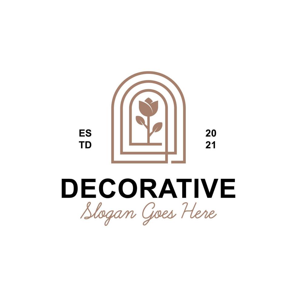 luxury flower rose or floral with frame can be used cosmetics, spa, fashion, woman, home decorative indoors logo design vector