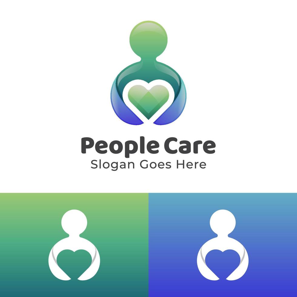 colorful logos of people care or giving love for couple icon design template vector