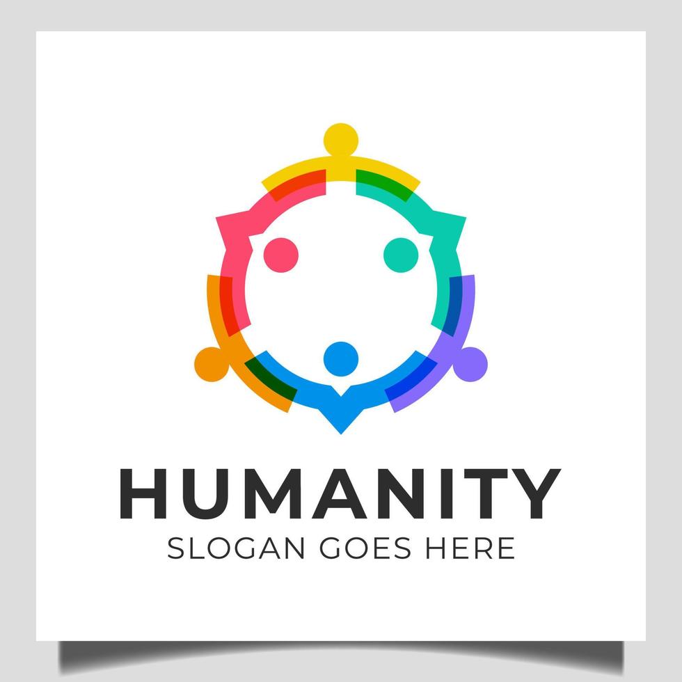 people family social group human community, people group teamwork, care together logo design vector