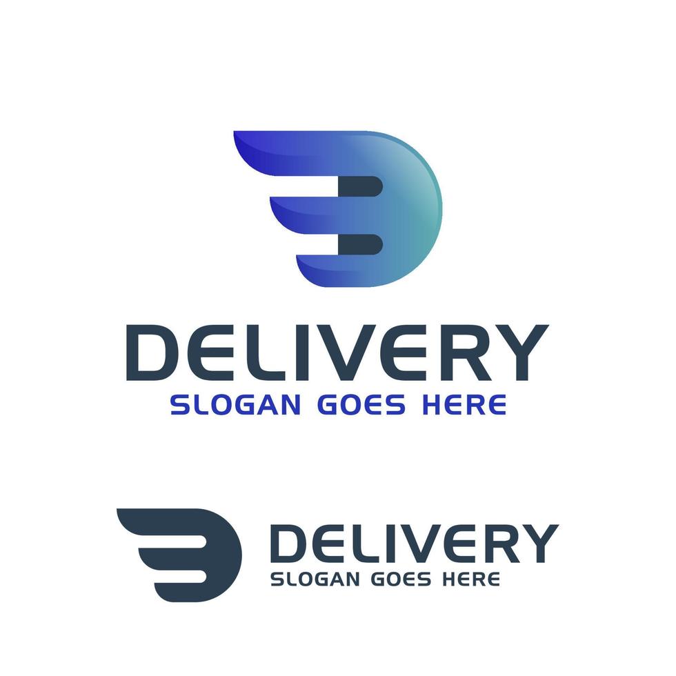 letter D fast delivery combined wings icon for logistic logo template vector