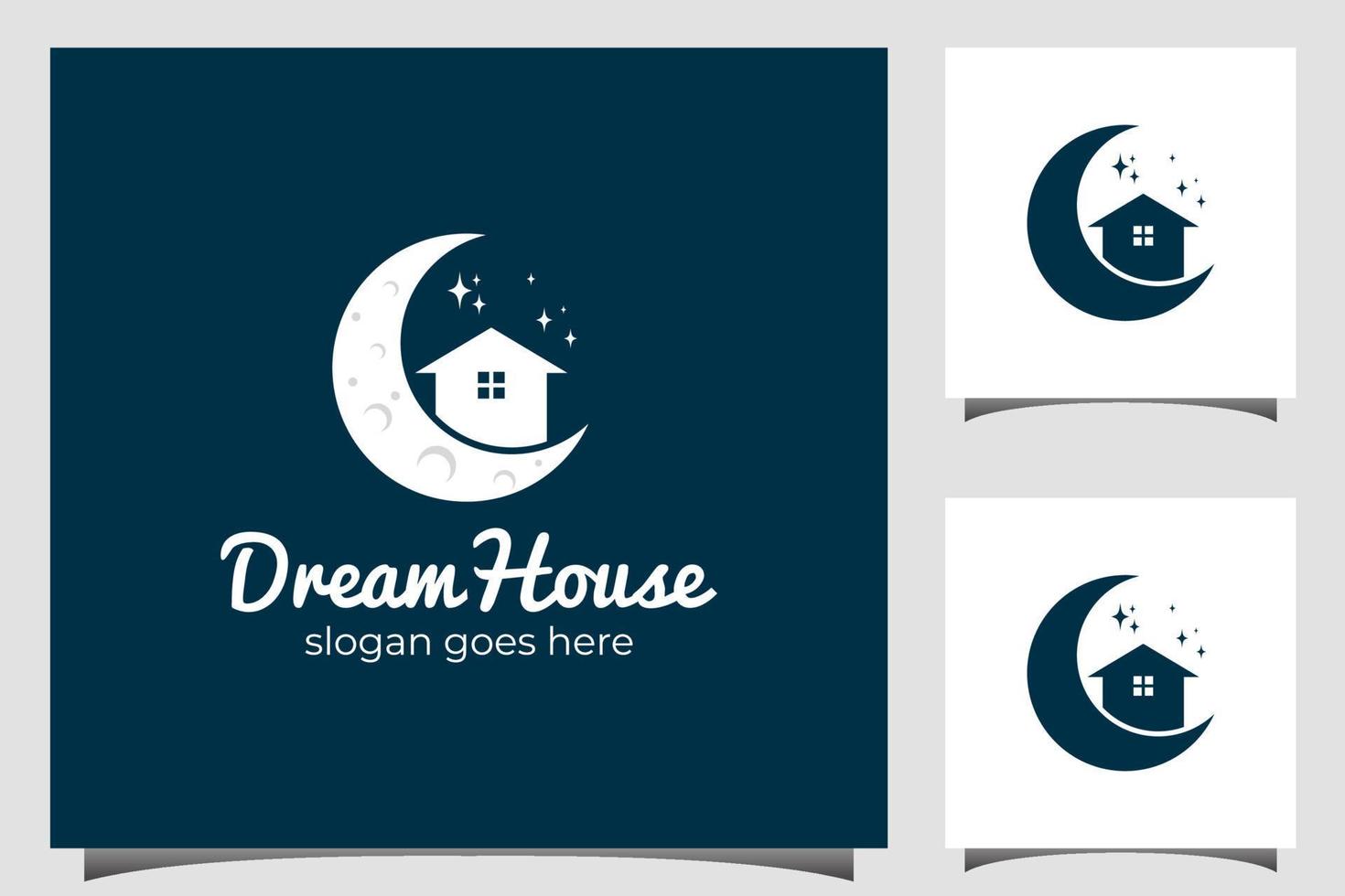 building dream house logo design with moon and stars icon symbol for real estate logo vector