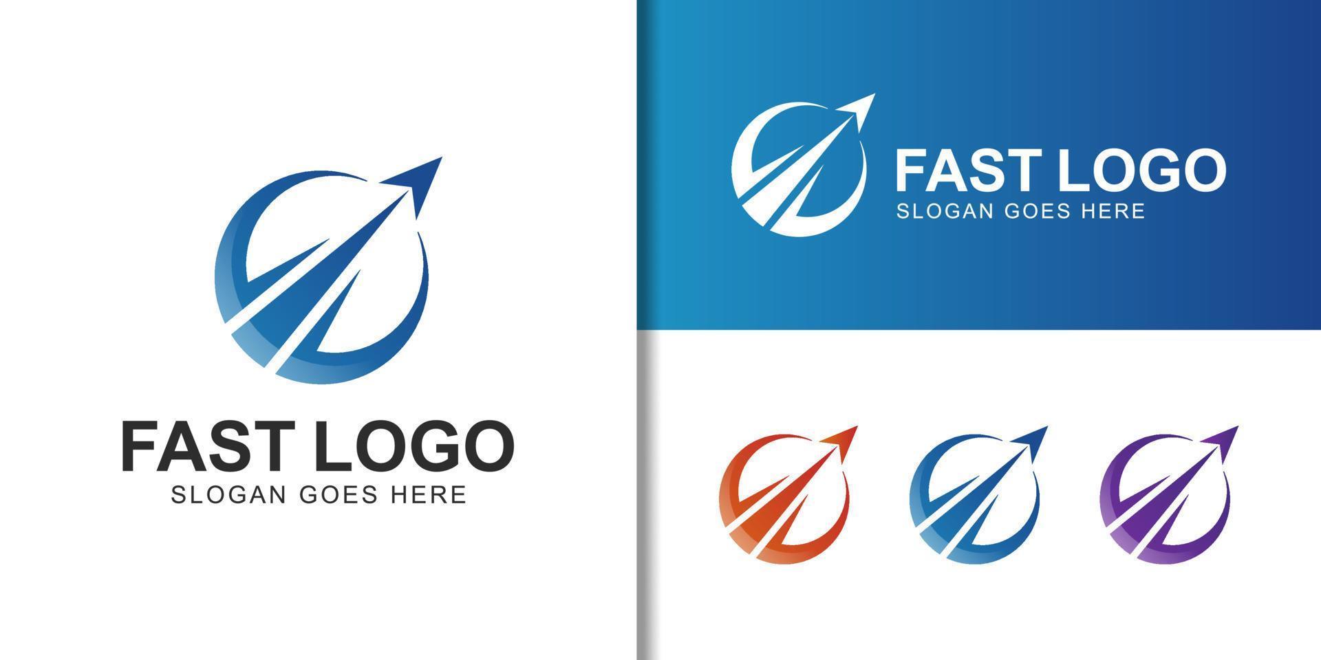 logotipo de empresa de círculo elegante con logotipo de agencia de viajes de negocios de lanzamiento de avión vector