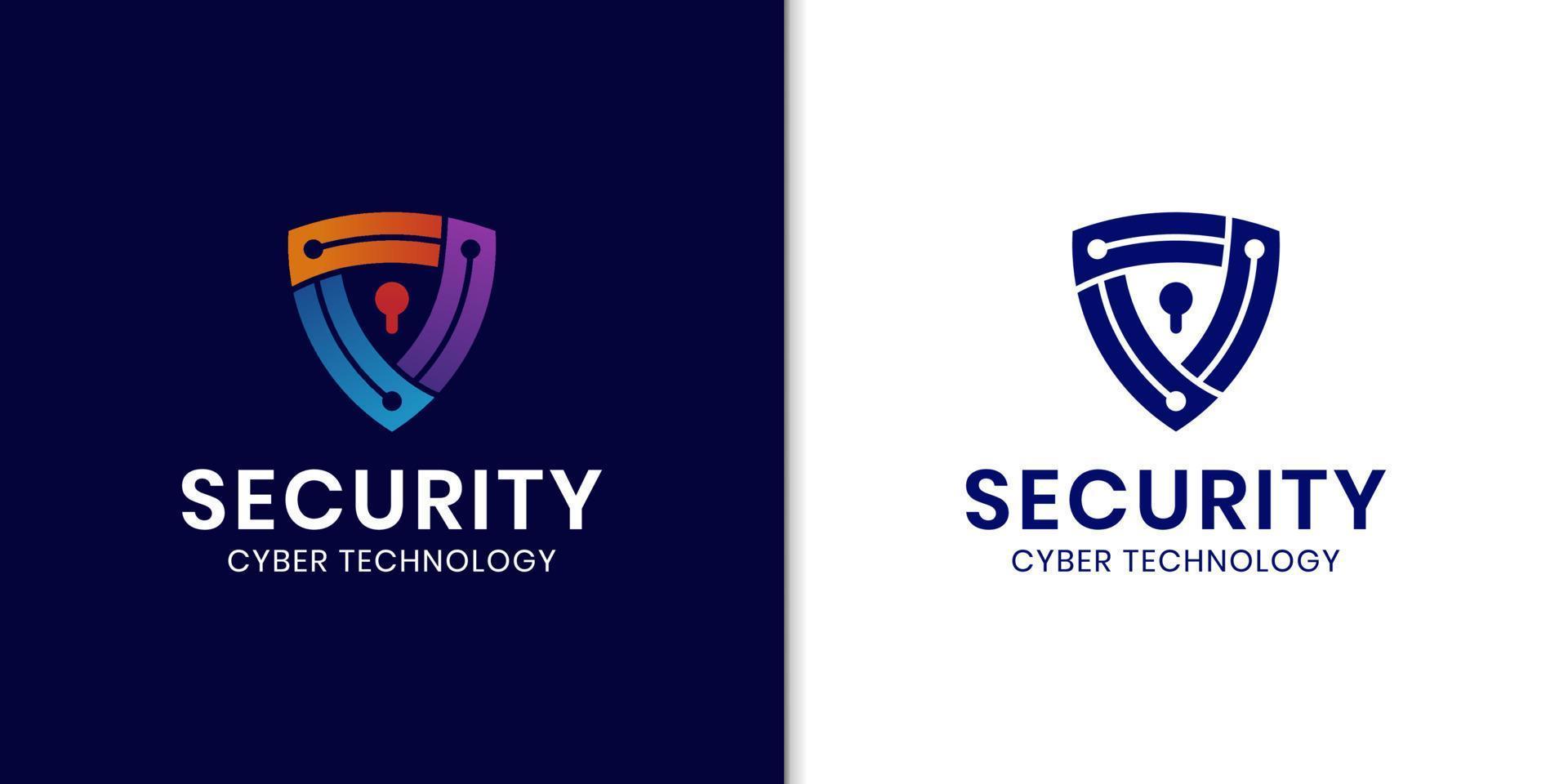 logotipo de escudo de ciberdefensa para el diseño de seguridad de datos de Internet vector