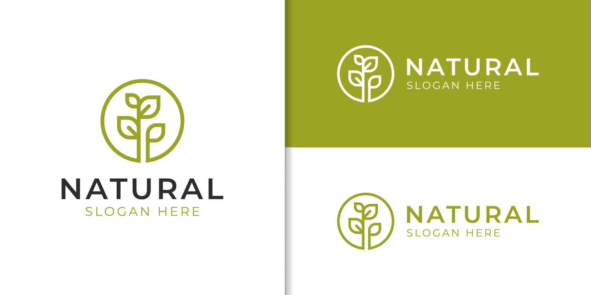 naturaleza hoja planta crecer diseño de logotipo minimalista para agricultura, ecologización, jardín vector