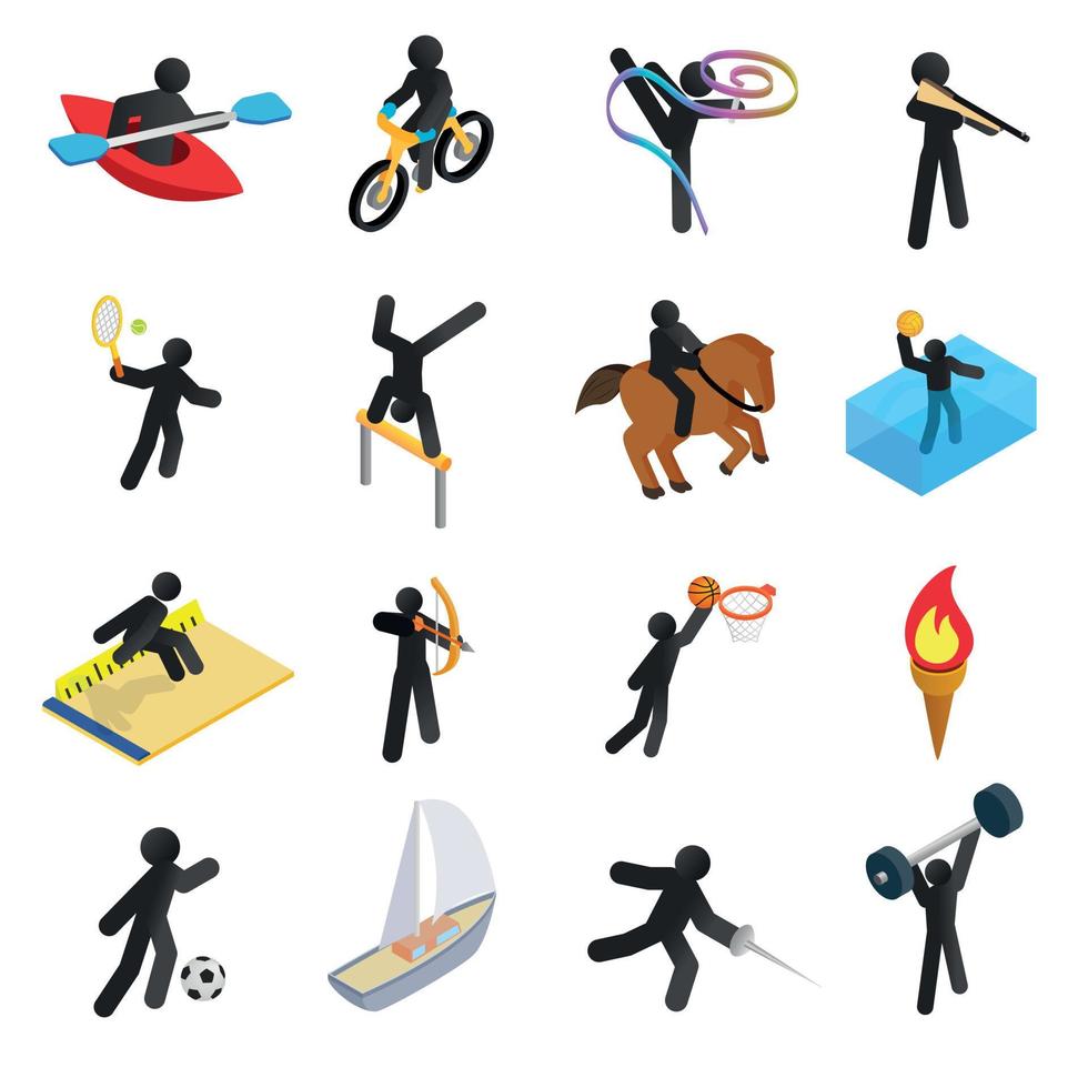 Summer sports isometric 3d icons set vector