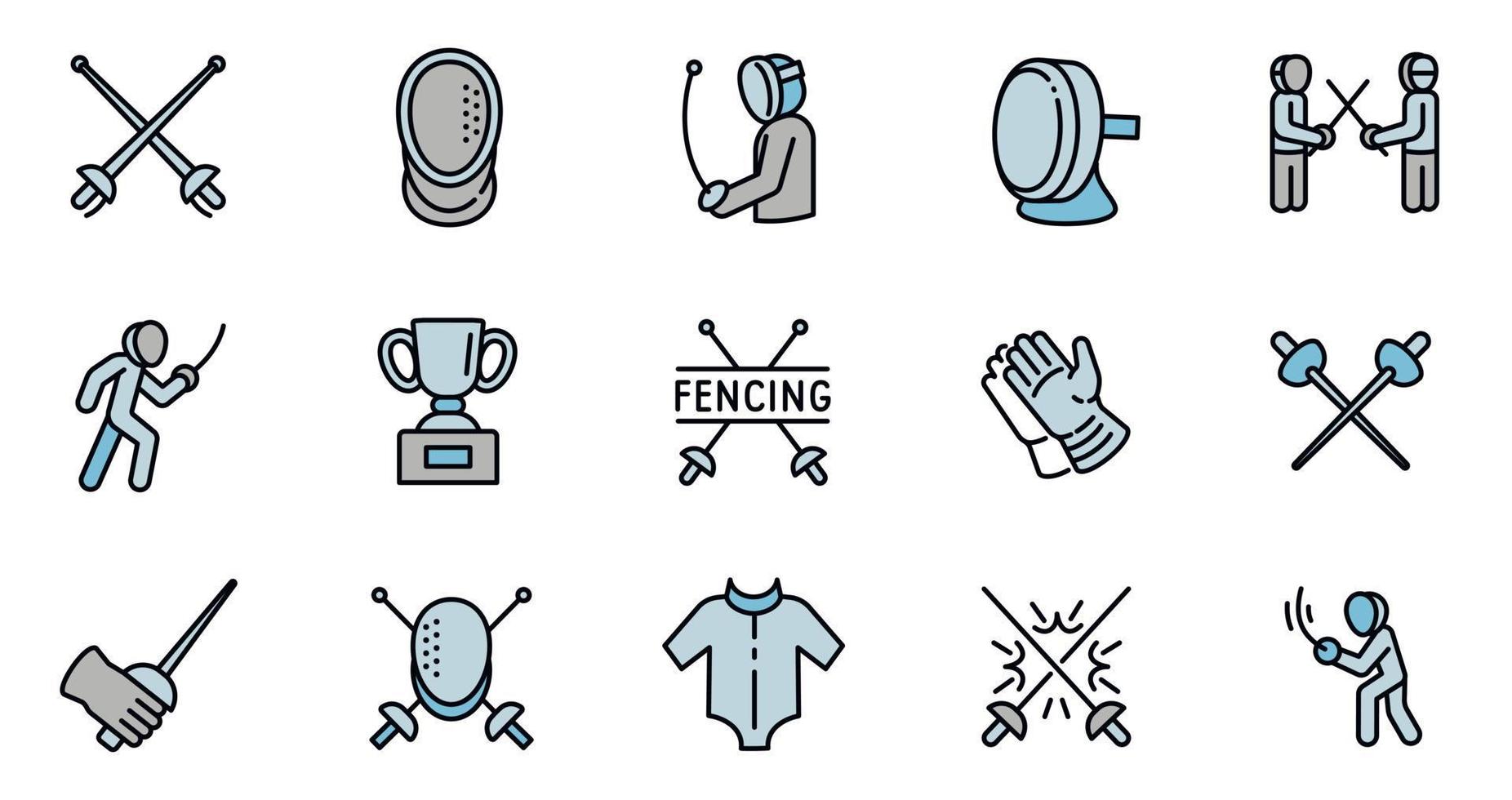 Fencing icons set outline vector. Sport fencer vector