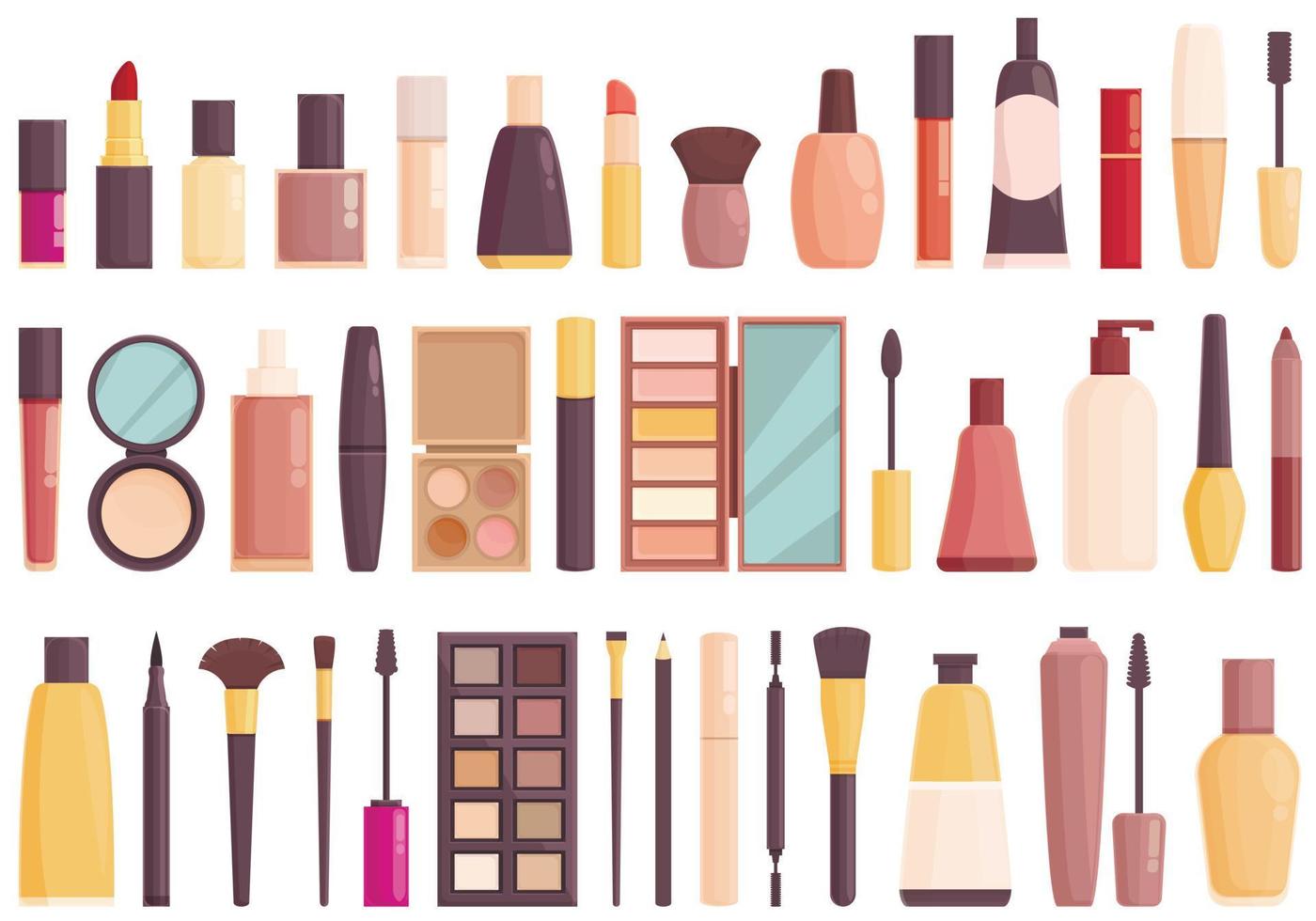 Cosmetic makeup icons set cartoon vector. Skincare bag 8863375 Vector Art  at Vecteezy