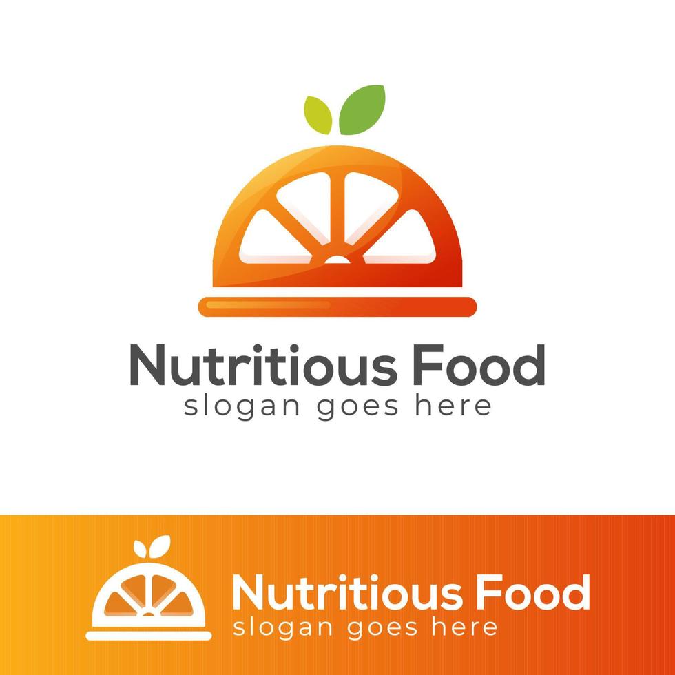 logotipo de menú de alimentos nutritivos y saludables para dieta, vegetariano, menú de restaurante, cafetería y frutería vector