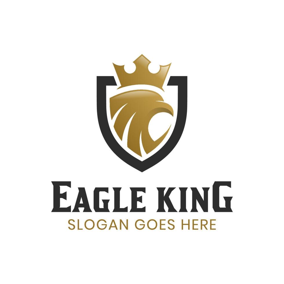 modern abstract eagle head or falcon with shield and royal crown silhouette logo design vector