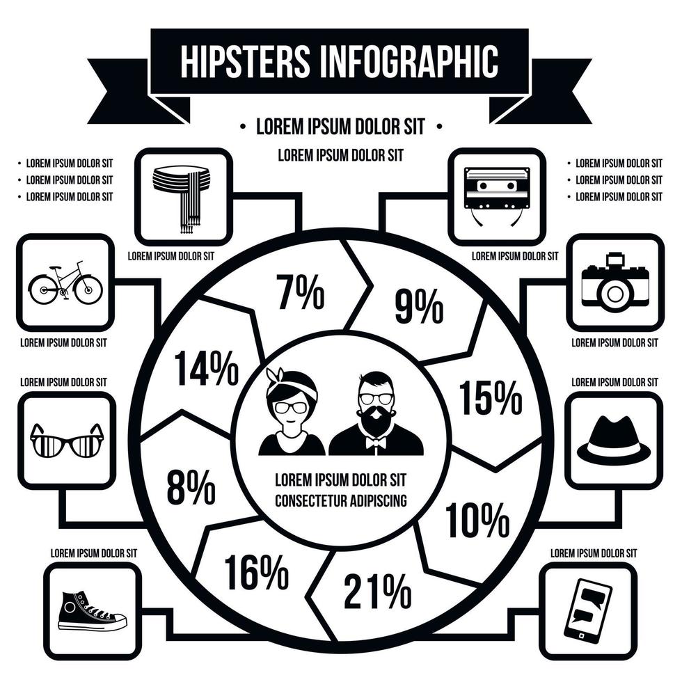 concepto de infografía hipster, estilo simple vector