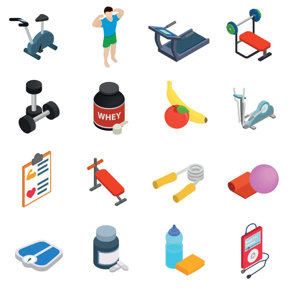 Fitness icons set vector