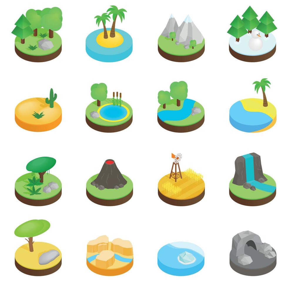 Landscape isometric 3d icons vector