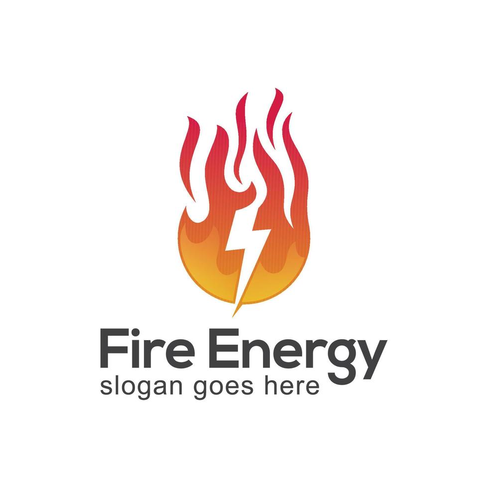logotipo de energía de fuego con diseño de icono de símbolo de rayo. logotipo abstracto de energía solar y tecnología renovable vector