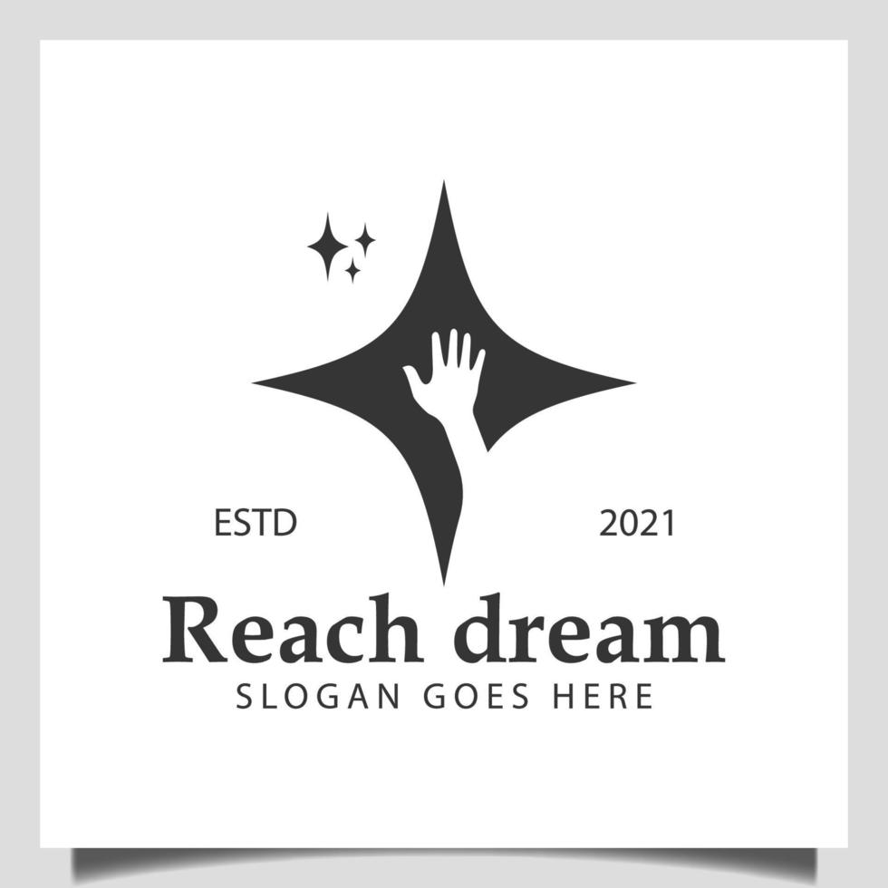 reach  dream logo with hand stars icon design for reaching stars, children, success symbol, dreamer logo vector