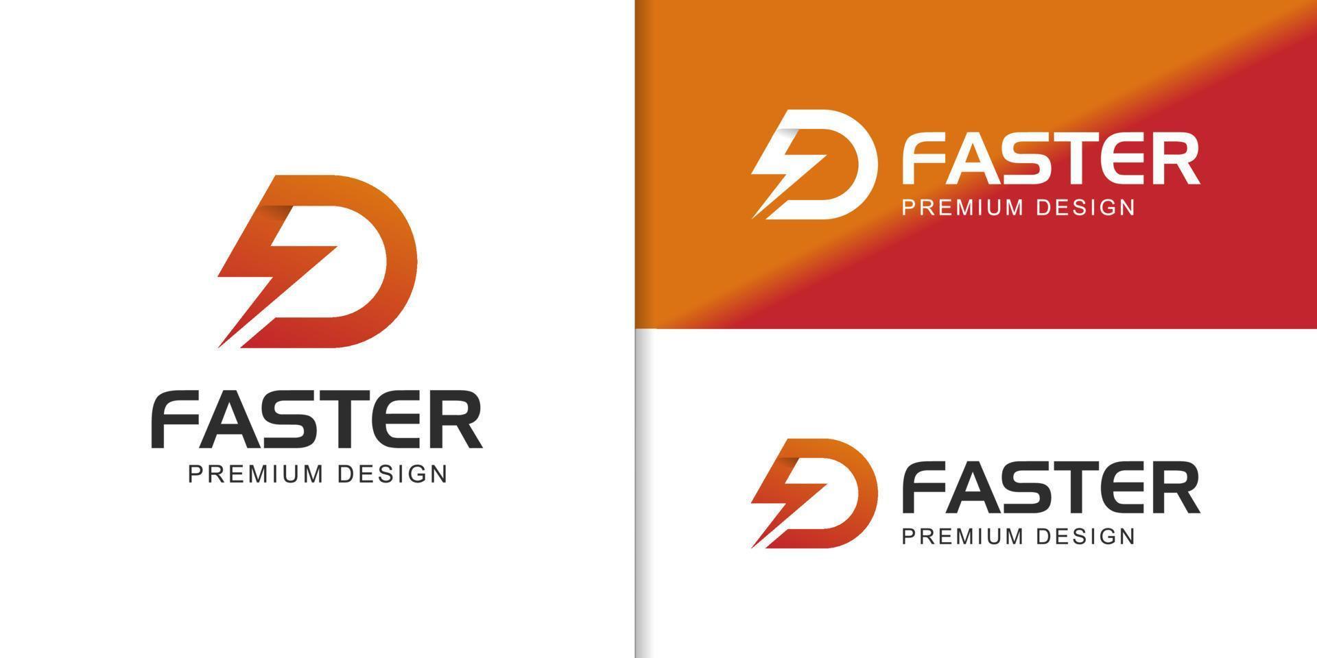 modern logos of initial letter d electrical power energy for your corporate identity. thunderbolt faster symbol icon design vector