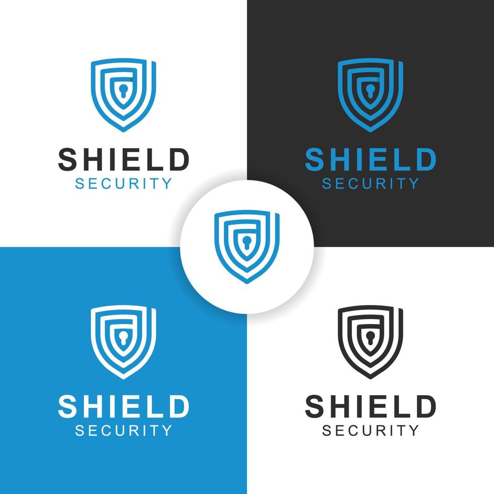 secure technology logo with shield symbol, icon design for cyber army, security system vector