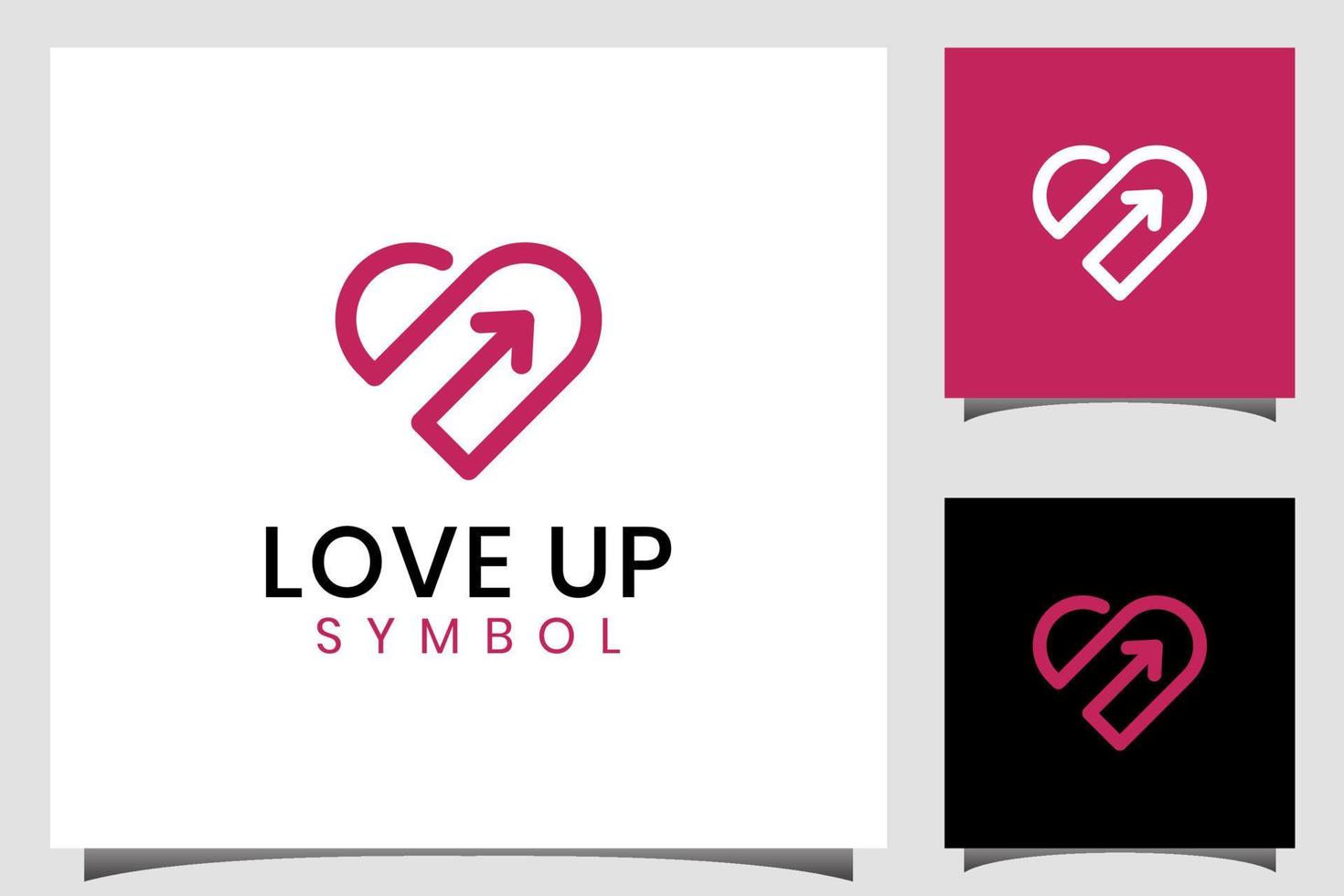 flecha de amor hacia arriba logotipo de línea simple, diseño de elemento de icono de símbolo para San Valentín, romance, icono de corazón vector