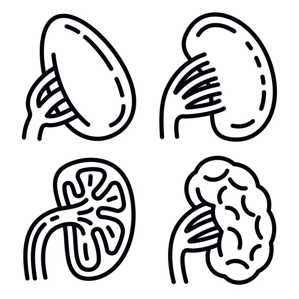 Spleen icons set, outline style vector