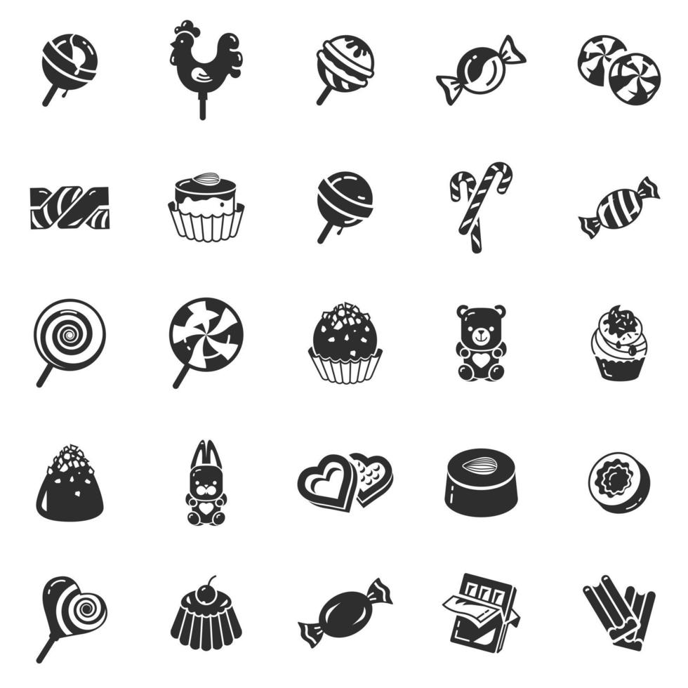 conjunto de iconos de dulces dulces, estilo simple vector