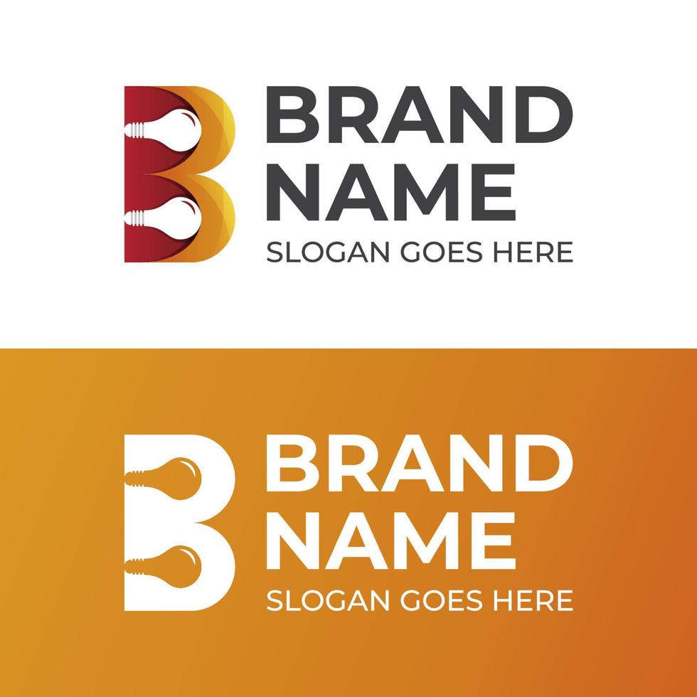 creative idea logos of letter B with bulb lamp symbol icon for your brand mark logo design vector