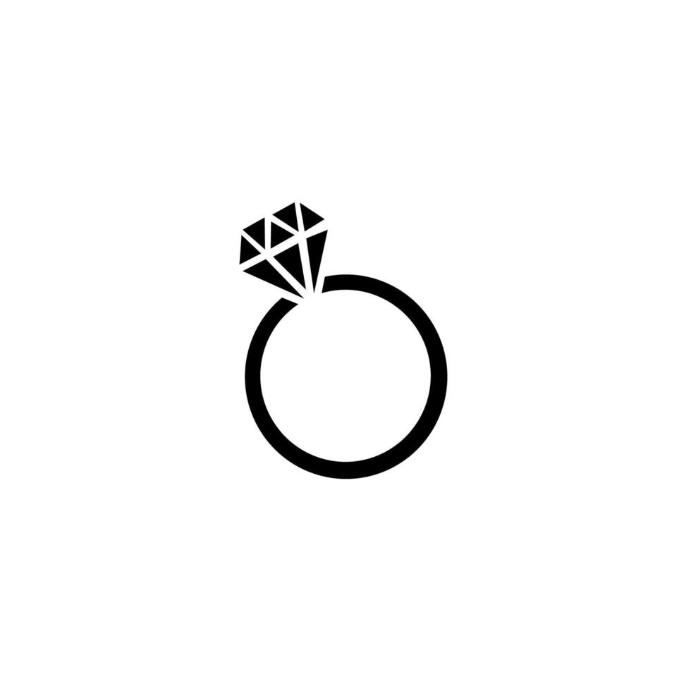 vector de icono de anillo de diamante. ilustración de boda o compromiso, símbolo de anillo de diamantes. Ilustración vectorial sobre fondo blanco.