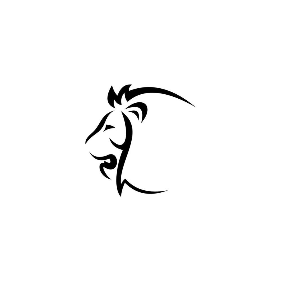 illustration of the logo of the head of a black and white lion, king of lions, a wild animal, with a white background vector