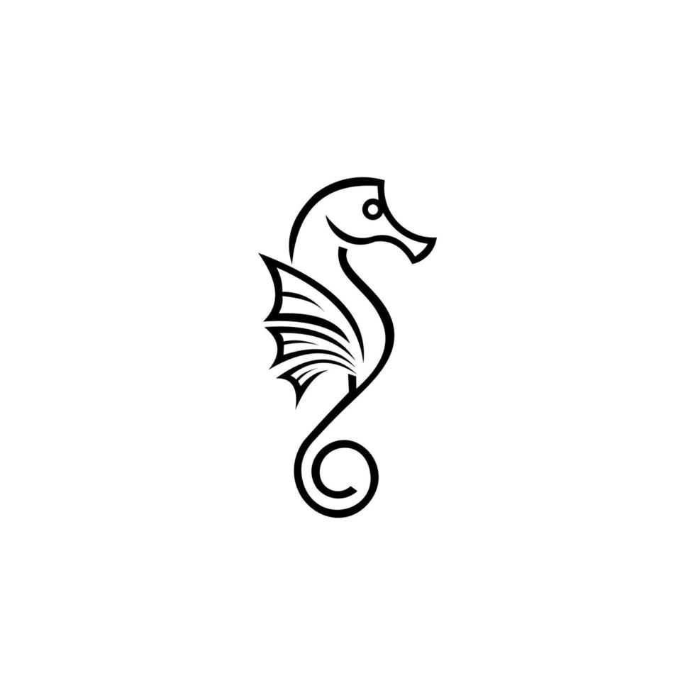 icono gráfico de caballito de mar. caballito de mar signo negro aislado sobre fondo blanco. símbolo de la vida marina. tatuaje. logo. ilustración vectorial vector