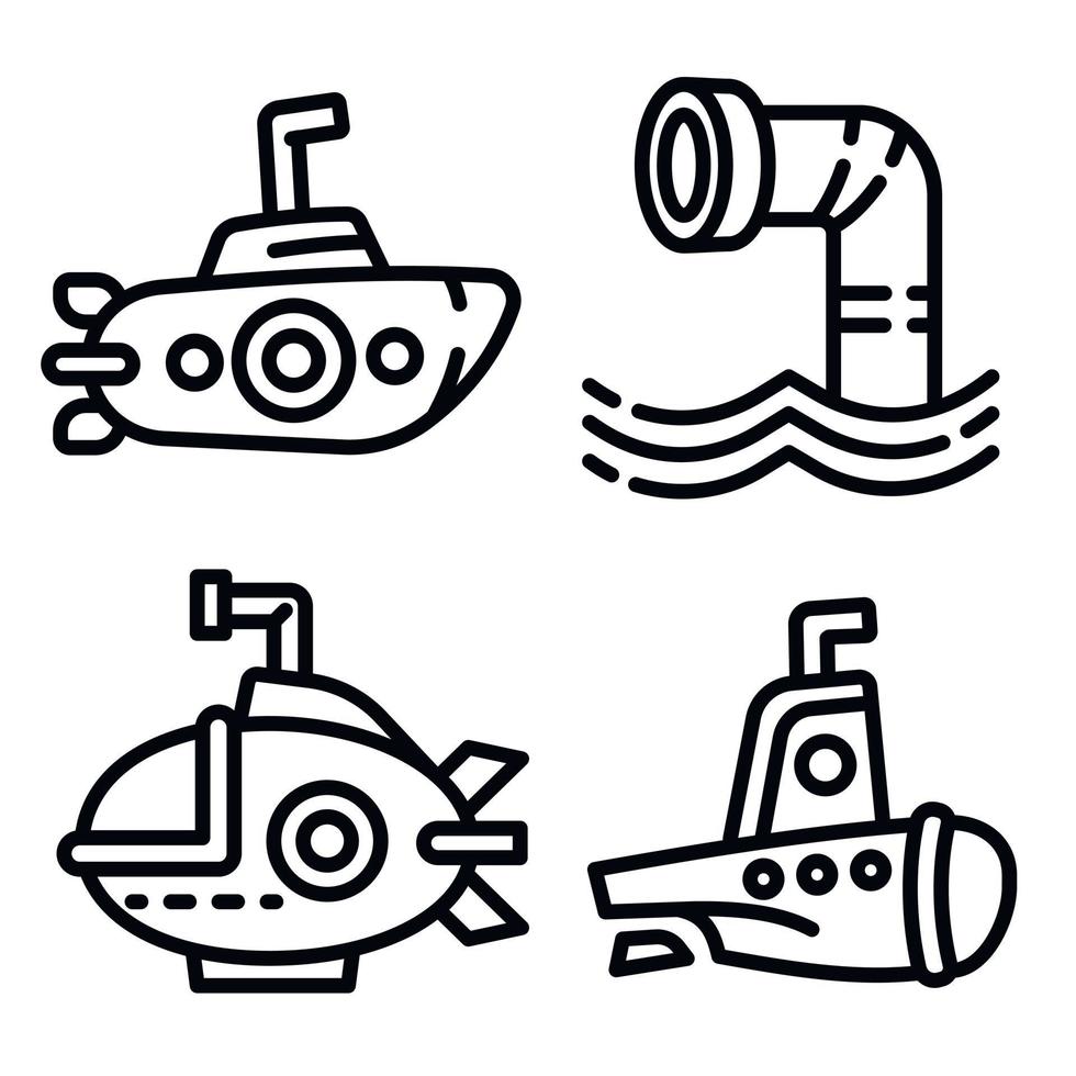 Periscope icons set, outline style vector