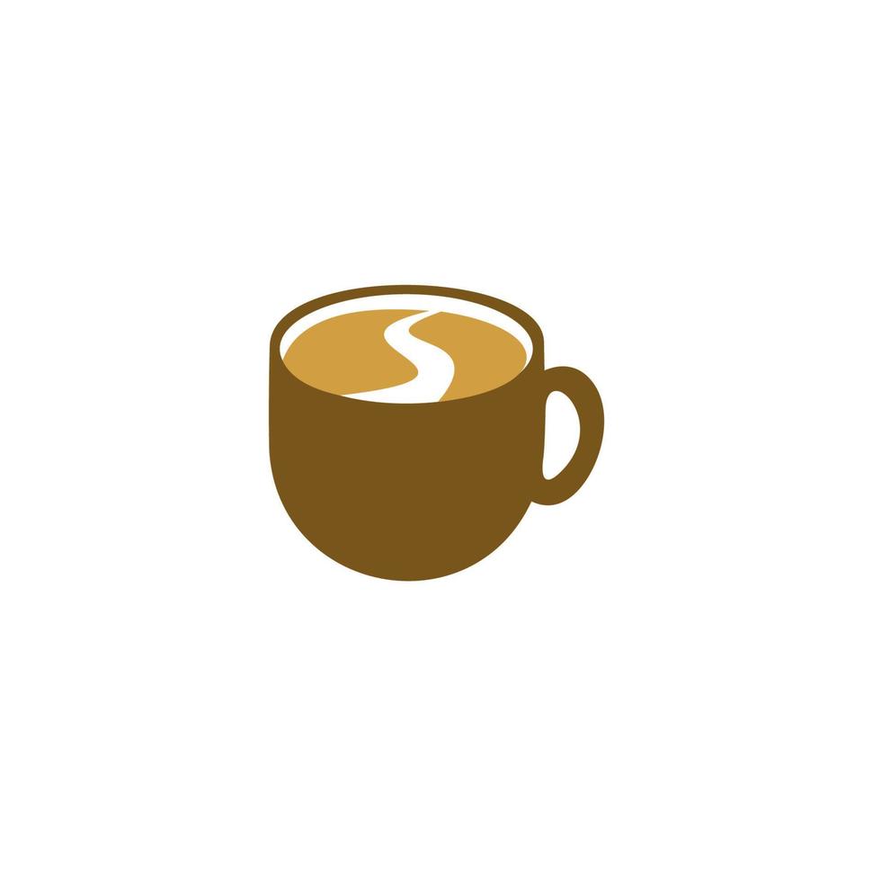 Illustration design of monoline, minimalistic, simple logotype coffee. Vector icon cup with drink