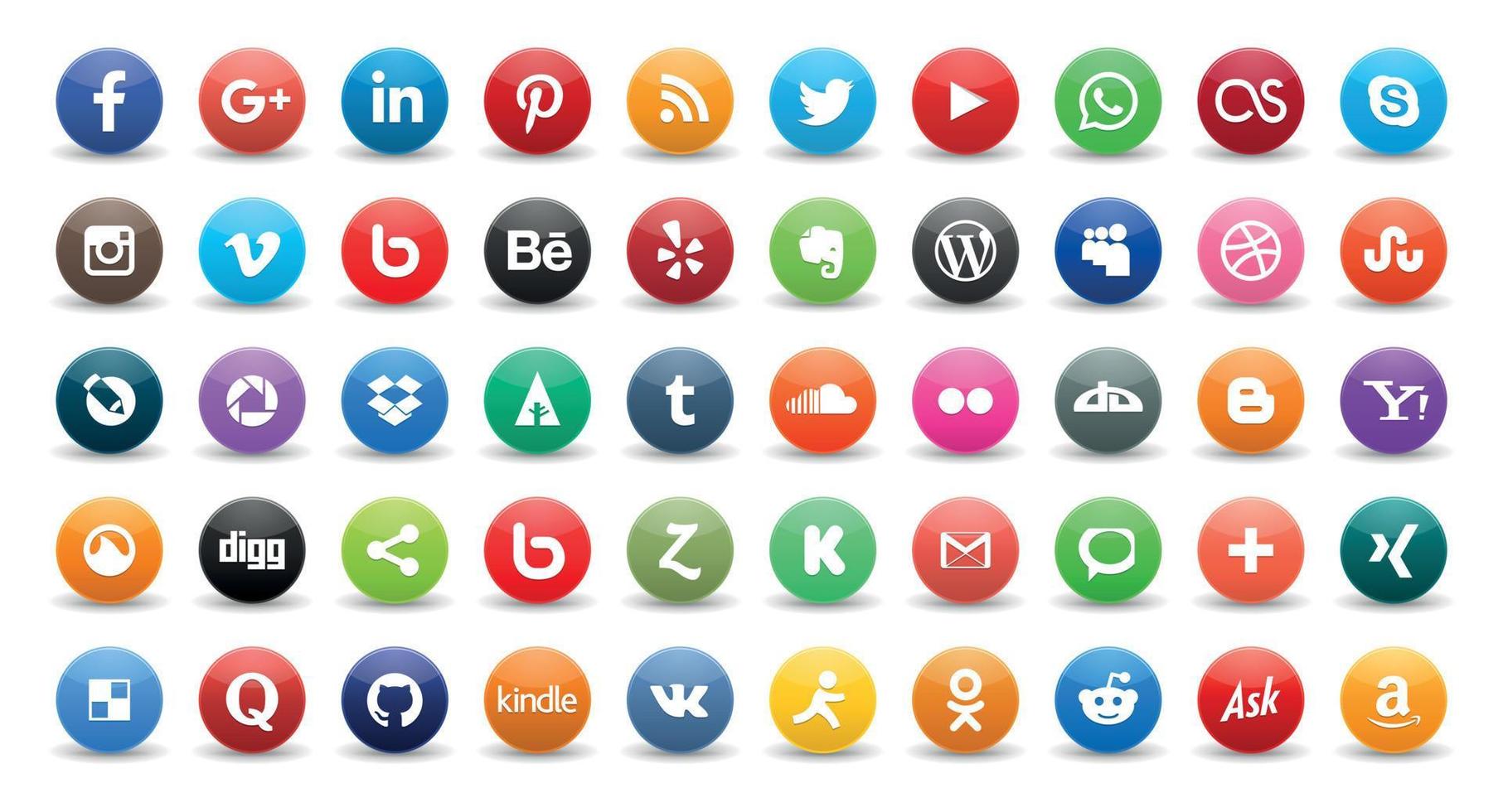 50 social icons vector