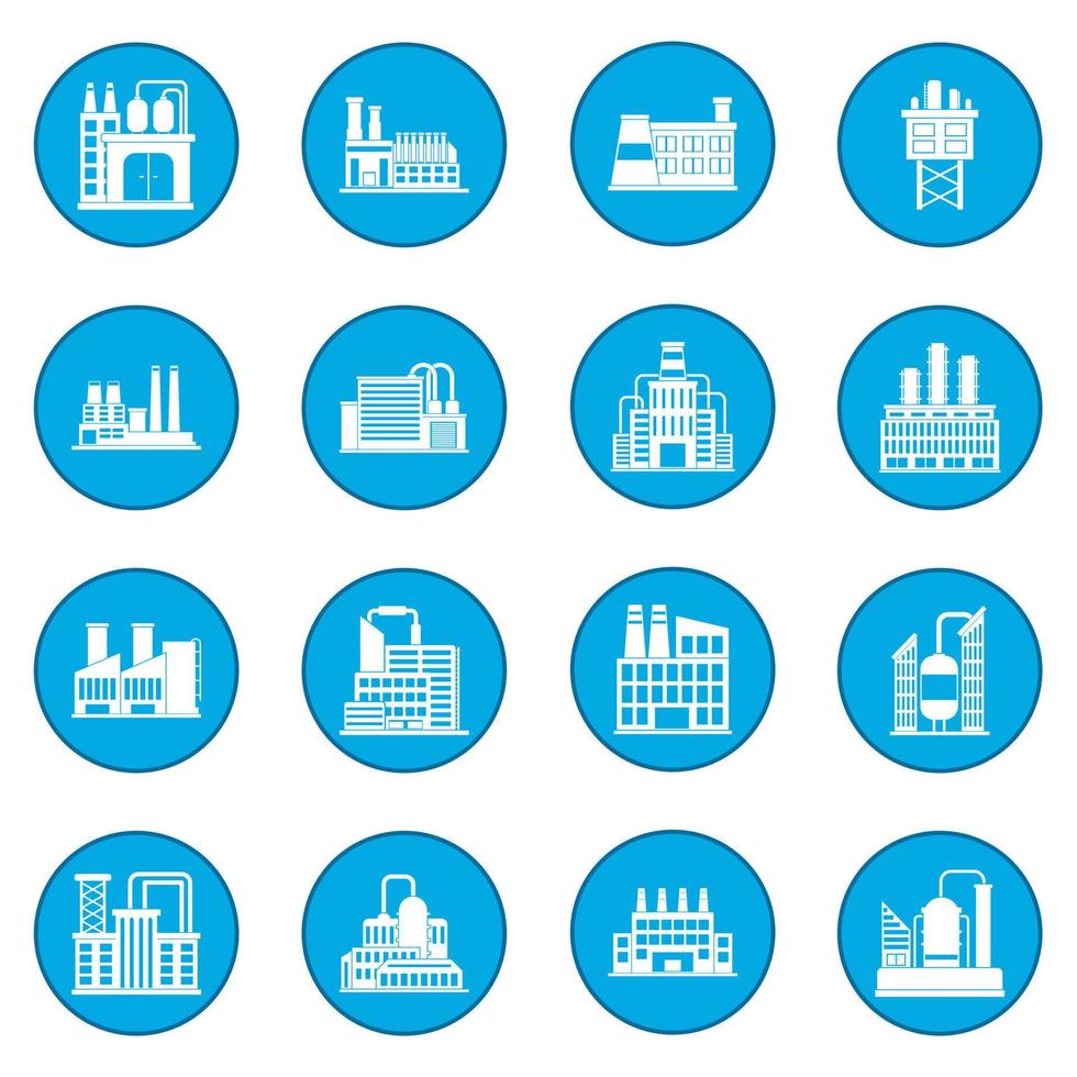 Industrial building factory icon blue vector