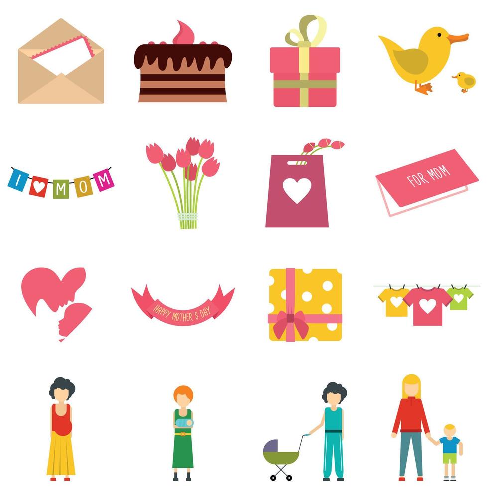 Mother Day flat icons vector