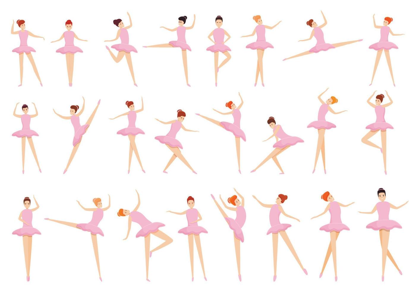 Ballet icons set, cartoon style vector