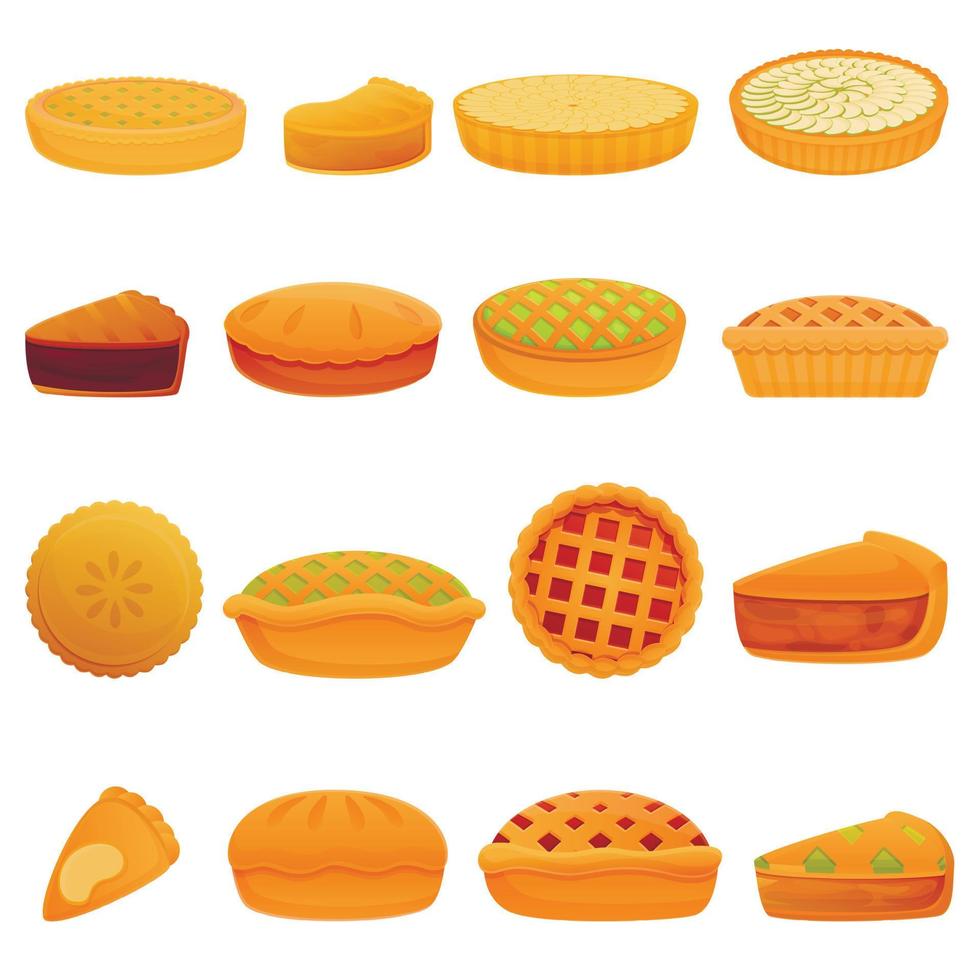 Tarta de manzana, conjunto de iconos de estilo de dibujos animados vector