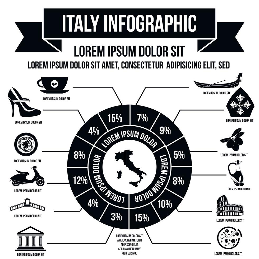 Italy infographic elements, simple style vector